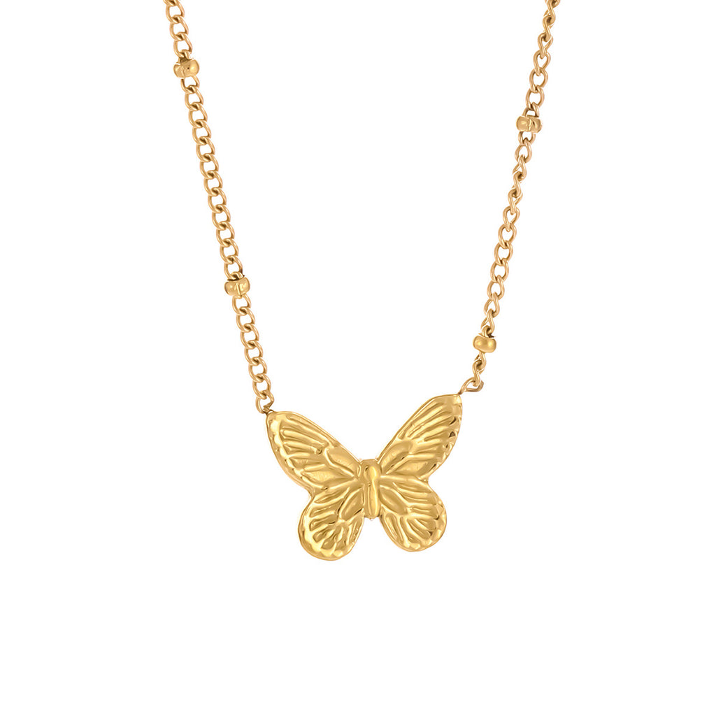 Fashion Butterfly Necklace Titanium Steel Embossed Butterfly Necklace