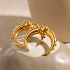 Gold Stainless Steel Horn Earrings
