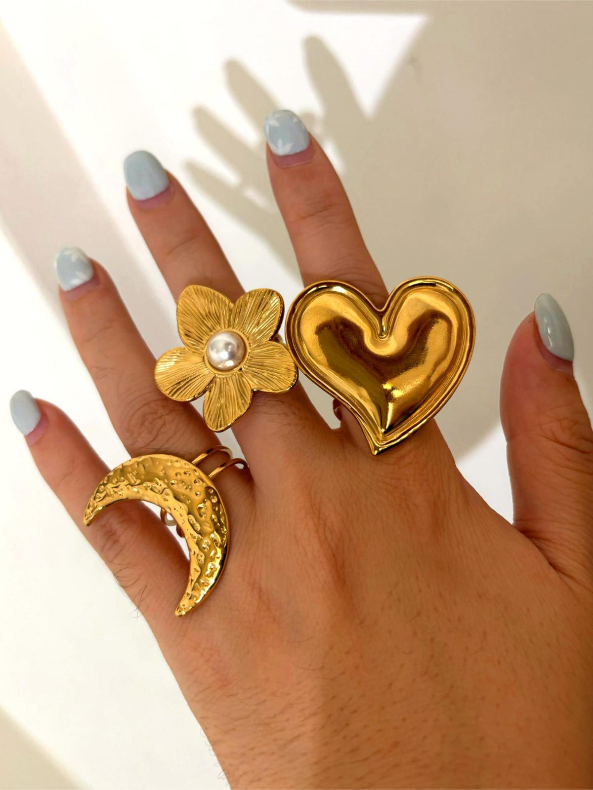 Golden Four-petal Flower Stainless Steel Flower Ring