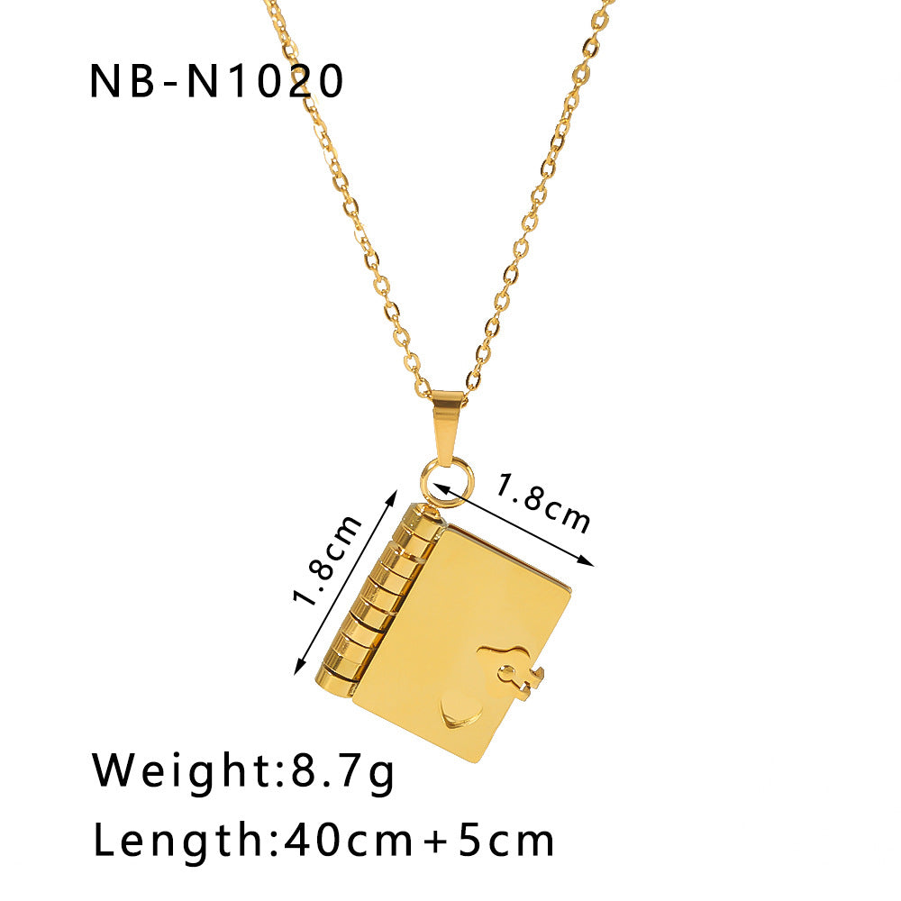 Fashion 2# Stainless Steel Diamond Love Necklace