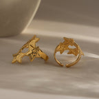 Two-tone Stainless Steel Five-pointed Star Ring