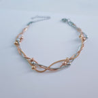 Three-color Gold Stainless Steel Multi-layered Round Snake Bead Bracelet