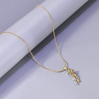 Gold-circle Snake Chain Titanium Steel Color Matching Hug Necklace