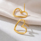 Gold Simple Geometric Twisted Heart-shaped Stainless Steel Stud Earrings