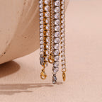 Fashion 5mm Zircon Chain Bracelet-gold Stainless Steel Gold Plated Zirconium Chain Bracelet