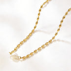 Set Stainless Steel Pearl Necklace Bracelet And Earring Set