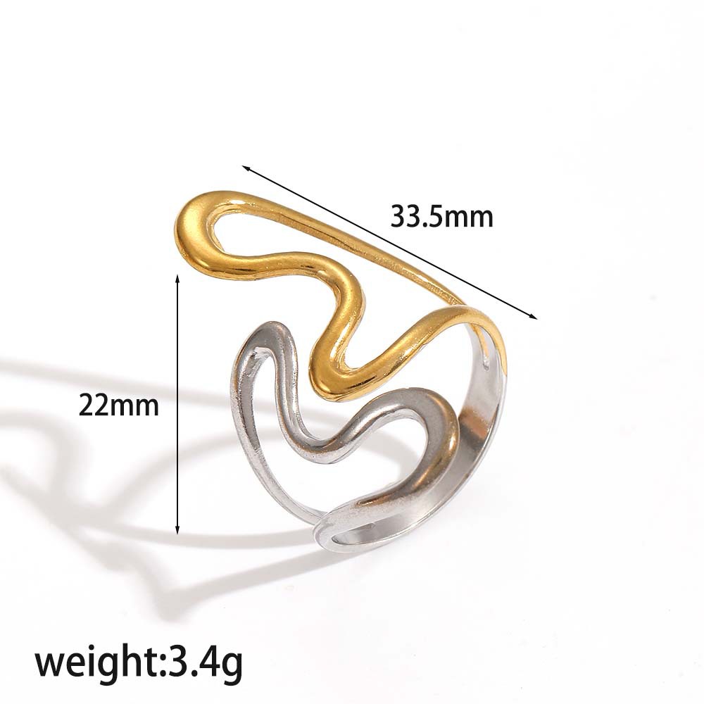 Ring 3# Stainless Steel Irregular Line Ring