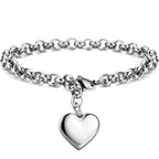 Gold 14mm Smooth Heart-shaped 18k Gold Bracelet With Laser-engraved Letters