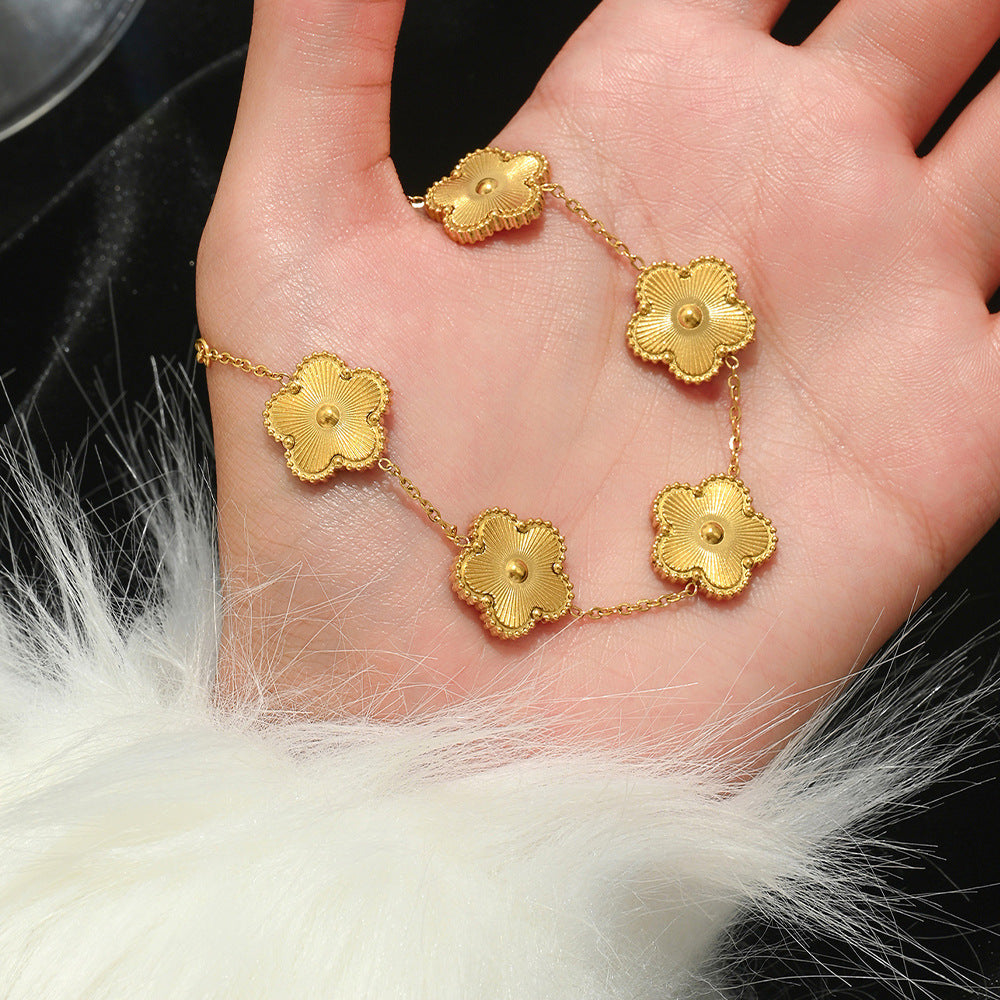 Gold Titanium Steel Petal Bracelet