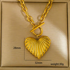 Ot Buckle Hollow Heart 304 Stainless Steel Ot Buckle Hollow Heart Necklace