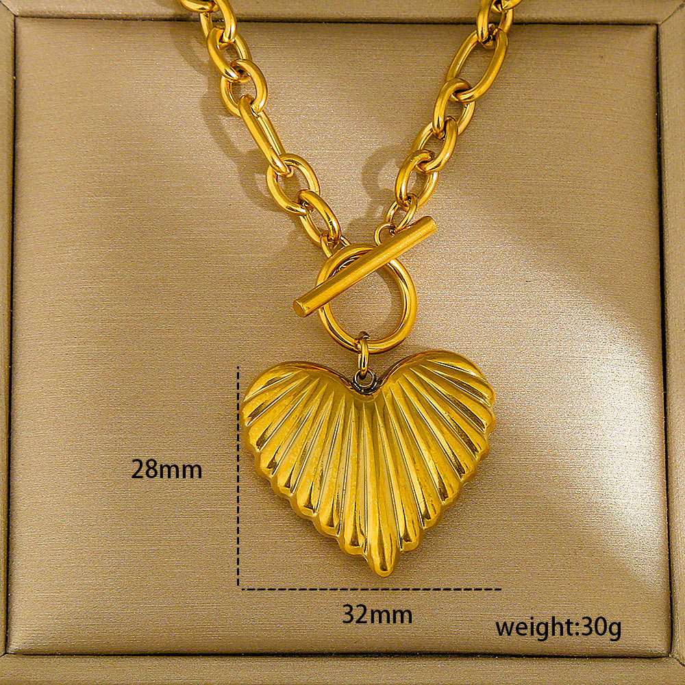 Ot Buckle Hollow Heart 304 Stainless Steel Ot Buckle Hollow Heart Necklace