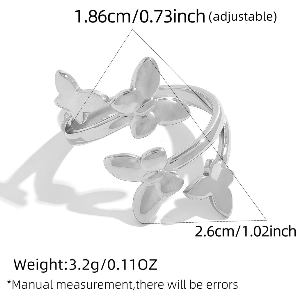 Two-tone Stainless Steel Butterfly Open Ring