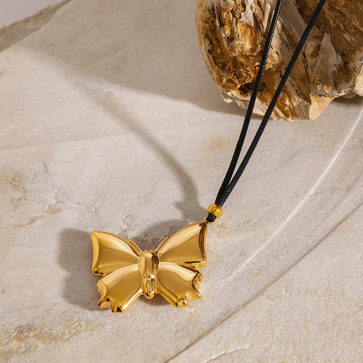 Gold Stainless Steel Butterfly Necklace