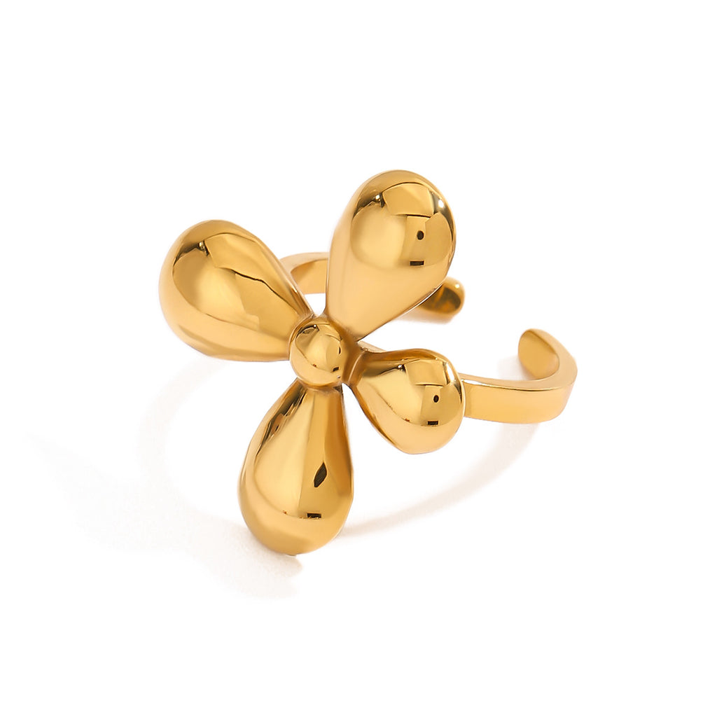 Gold Stainless Steel Flower Ring
