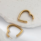 Fashion Gold Heart-shaped Titanium Steel Earrings