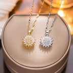 Fashion 55# Titanium Steel Round Necklace With Diamonds