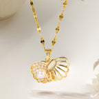 Necklace #1 Titanium Steel Pearl Shell Necklace