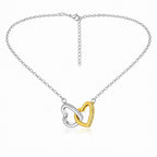Gold And Silver #1 Stainless Steel Diamond-encrusted Heart Necklace
