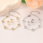 Gold Earrings Stainless Steel Four-leaf Clover Earrings