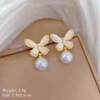 Necklace Stainless Steel Pearl Butterfly Necklace
