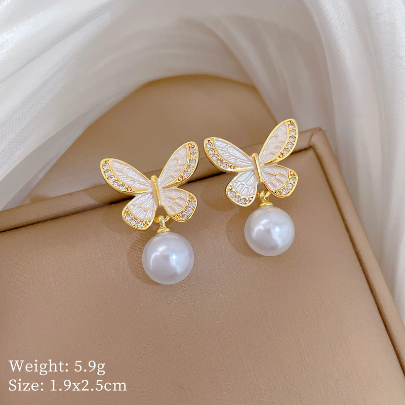 Necklace Stainless Steel Pearl Butterfly Necklace