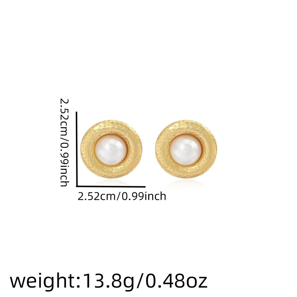 Earring #9 Bowknot Texture Pearl Metal Style Studs