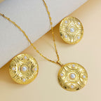 Set 8# Titanium Steel Pearl Oval Necklace And Earring Set