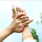 Gold Titanium Steel Irregular Open Ring