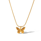 Gold Stainless Steel Butterfly Necklace
