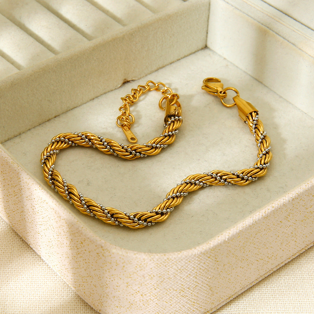 Gold And Silver Stainless Steel Color Matching Twist Bracelet