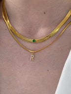 Fashion Z3mm Snake Bone Chain 40cm Stainless Steel Diamond 26 Letter Snake Bone Chain Necklace