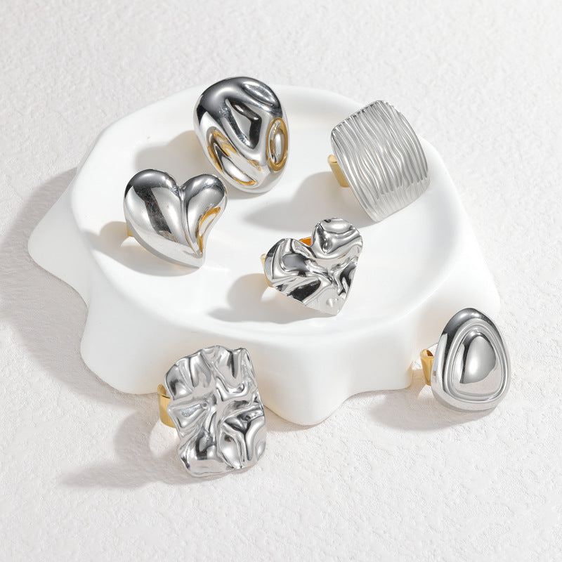 Ring 5# Stainless Steel Heart Ring