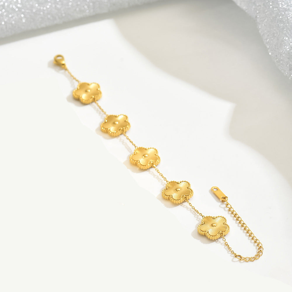 Gold Titanium Steel Petal Bracelet
