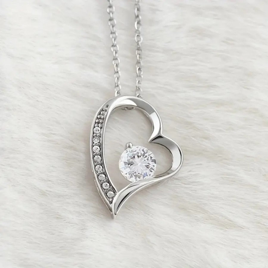Love + Card Stainless Steel Diamond Heart Necklace