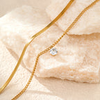 1 Double Necklace Stainless Steel Diamond Snake Bone Double Necklace
