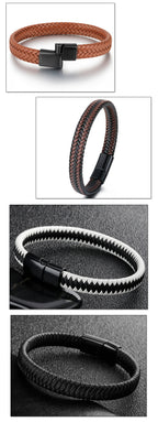 Black Braided Leather Men's Bracelet