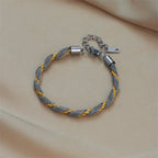Silver Stainless Steel Color-blocked Twisted Bracelet