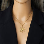Gold Stainless Steel Sun Necklace