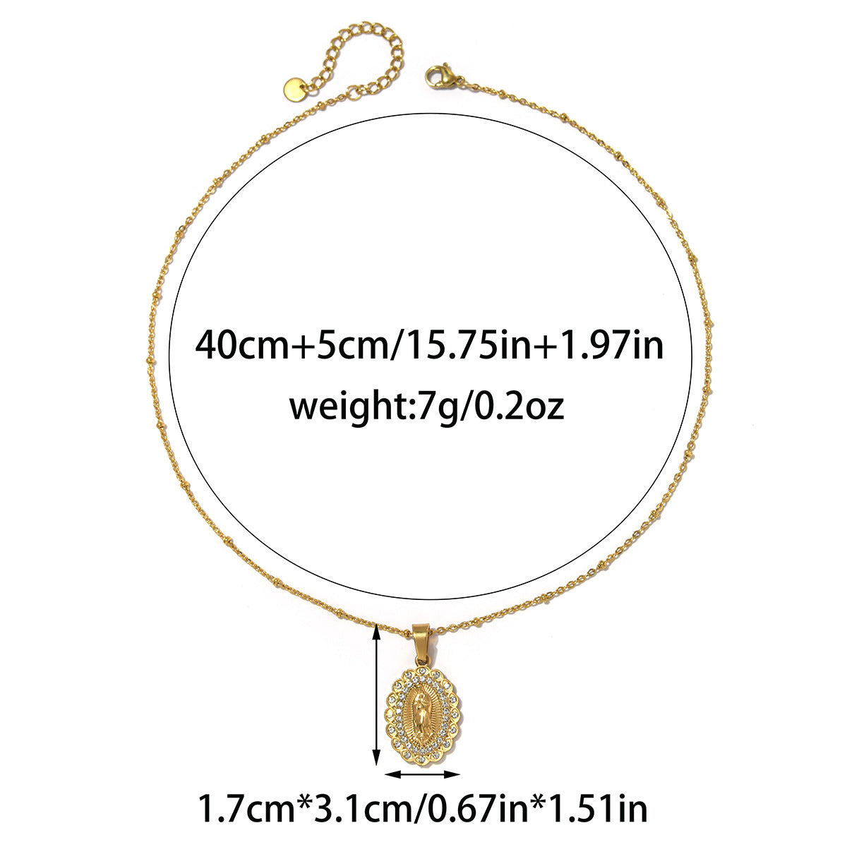 Necklace #3 304 Stainless Steel Diamond-set Portrait Necklace