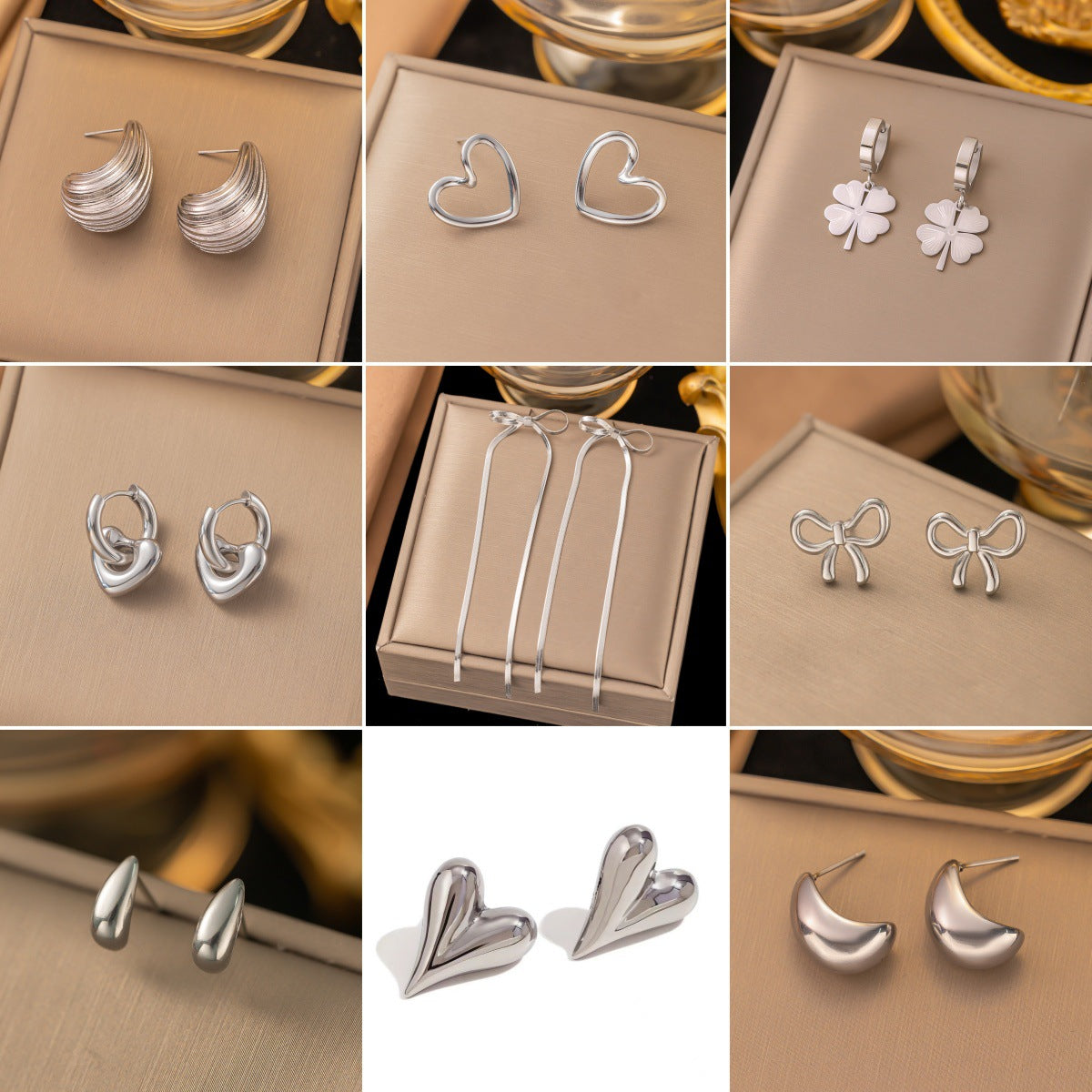 Gold Heart Earrings 304 Stainless Steel Heart Earrings