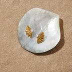 Gold Sparkling Zircon Titanium Steel Stud Earrings