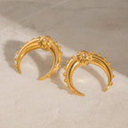 Gold Stainless Steel Horn Earrings