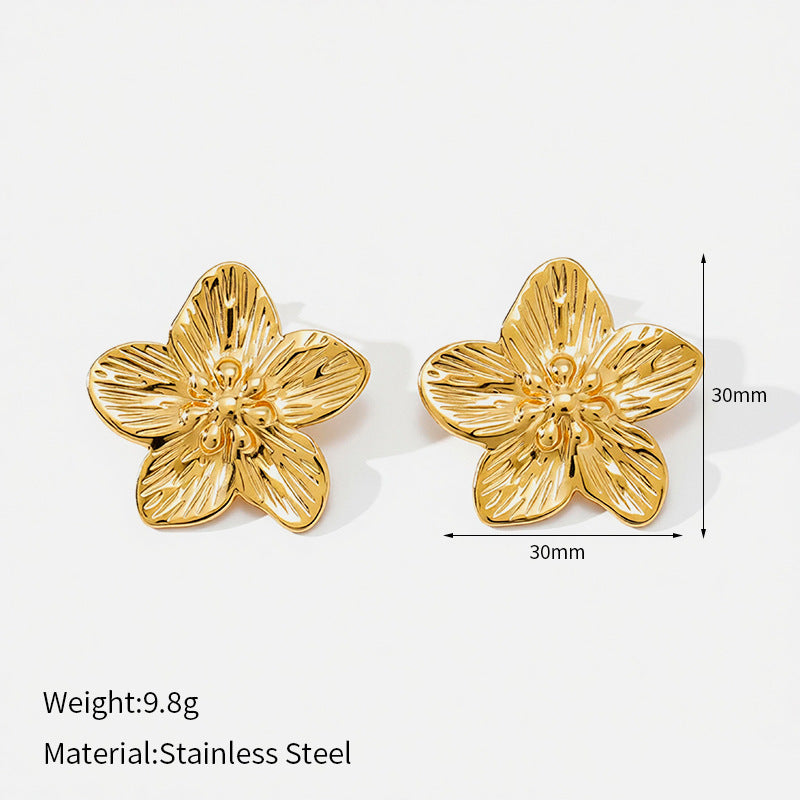 Star Earrings Glossy Waterdrop Stainless Steel Studs