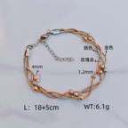 Three-color Gold Stainless Steel Multi-layered Round Snake Bead Bracelet