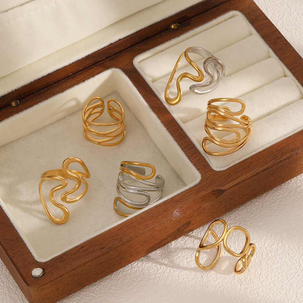 Ring 3# Stainless Steel Irregular Line Ring