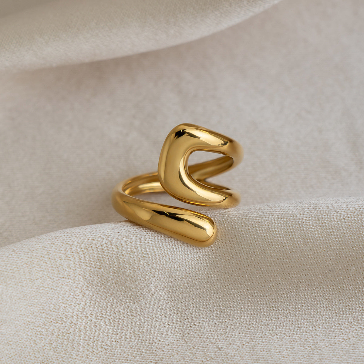 Gold Stainless Steel Irregular-shaped Ring