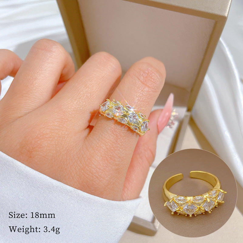 Ring 37 Stainless Steel Round Diamond Ring