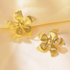 Gold 2 Stainless Steel Flower Earrings
