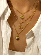 Golden Love Heart Stainless Steel Diamond Heart Necklace