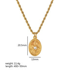 Fashion 4# Titanium Steel Diamond Starburst Oval Necklace